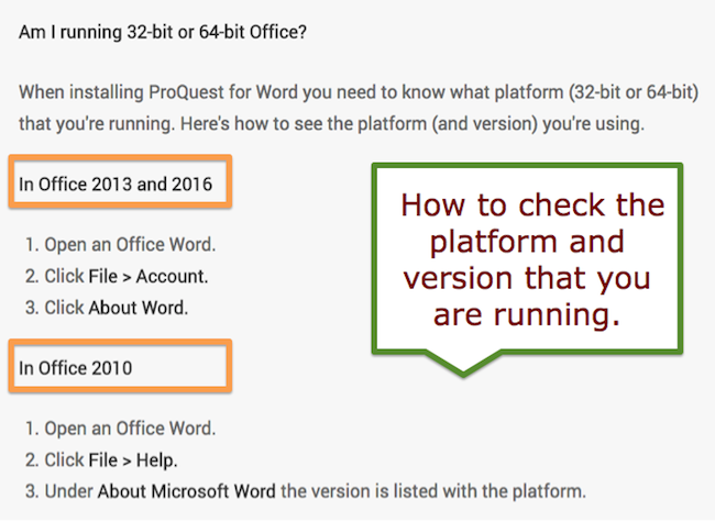 How to check the platform and version that you are running.