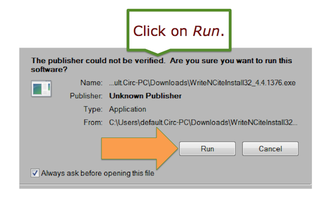 Click on Run.