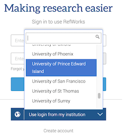 RefWorks Institutional Login - Select UPEI