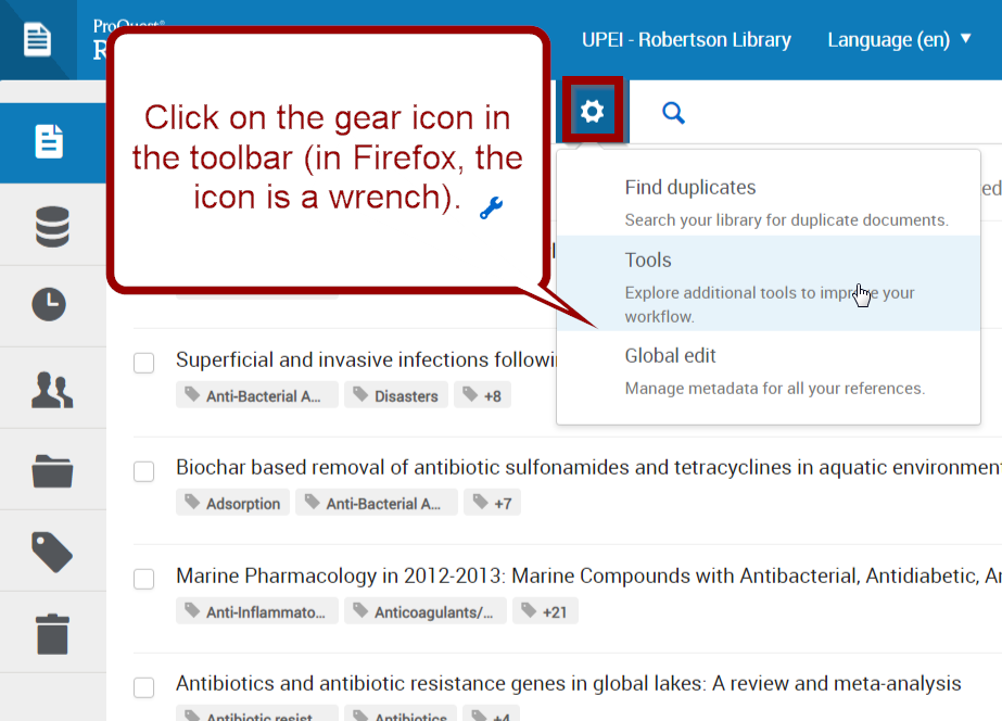 Click on the 3 dots icon in the toolbar.